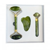 3pcs Jade Face Massage Roller Set with Gua Sha Scarping Board